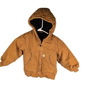 Carhartt Jacket 4T Brown Canvas Hooded Insulated Bomber Quilted Coat Toddler